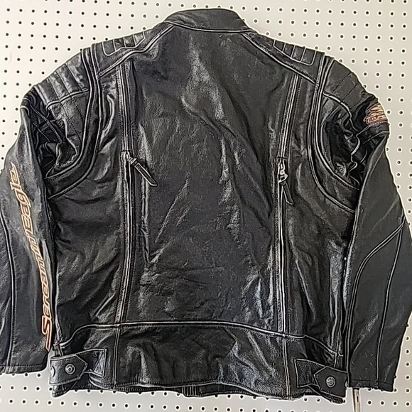 Harley Davidson Screamin Eagle Leather Jacket Mens XL Distressed Look Vented